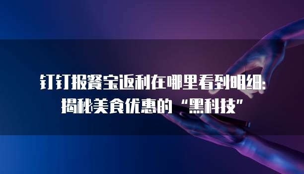 钉钉报餐宝返利在哪里看到明细：揭秘美食优惠的&ldquo;黑科技&rdquo;