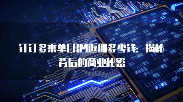 钉钉多乘单CRM返佣多少钱：揭秘背后的商业秘密