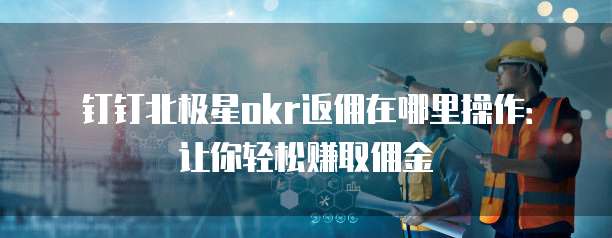 钉钉北极星okr返佣在哪里操作:让你轻松赚取佣金