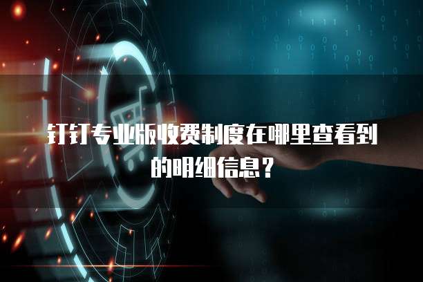 钉钉专业版收费制度在哪里查看到的明细信息?