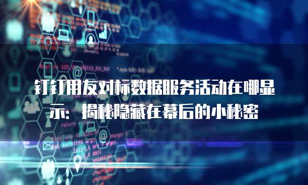 钉钉用友对标数据服务活动在哪显示:揭秘隐藏在幕后的小秘密
