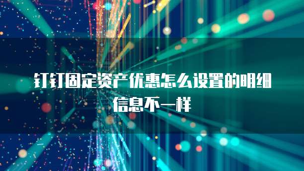 钉钉固定资产优惠怎么设置的明细信息不一样