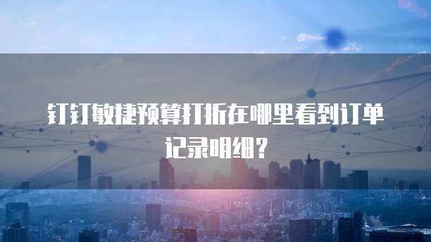 钉钉敏捷预算打折在哪里看到订单记录明细?