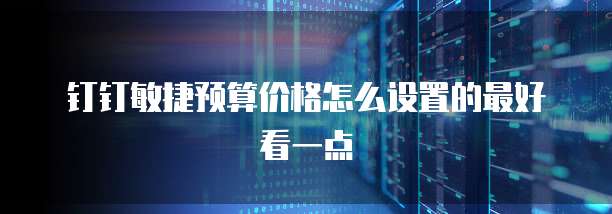 钉钉敏捷预算价格怎么设置的最好看一点