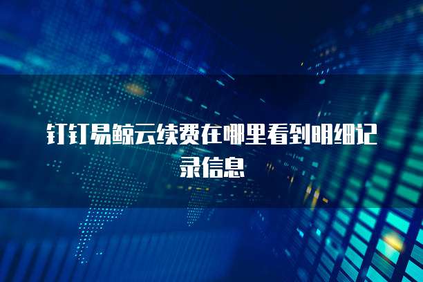 钉钉易鲸云续费在哪里看到明细记录信息