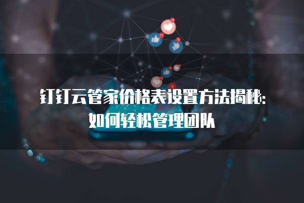 钉钉云管家价格表设置方法揭秘:如何轻松管理团队