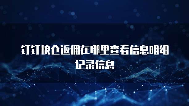 钉钉粮仓返佣在哪里查看信息明细记录信息