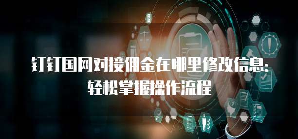 钉钉国网对接佣金在哪里修改信息:轻松掌握操作流程