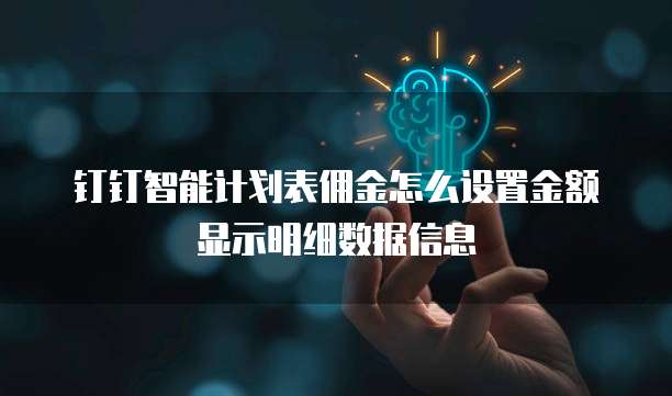 钉钉智能计划表佣金怎么设置金额显示明细数据信息