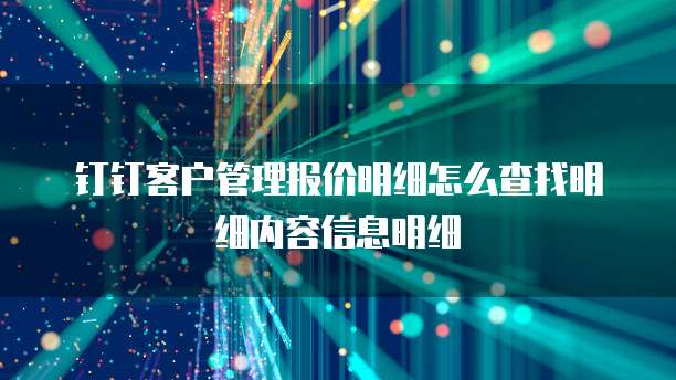 钉钉客户管理报价明细怎么查找明细内容信息明细