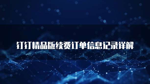 钉钉精品版续费订单信息记录详解