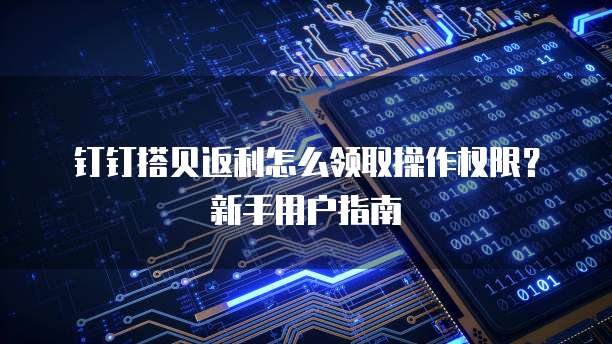 钉钉搭贝返利怎么领取操作权限?新手用户指南