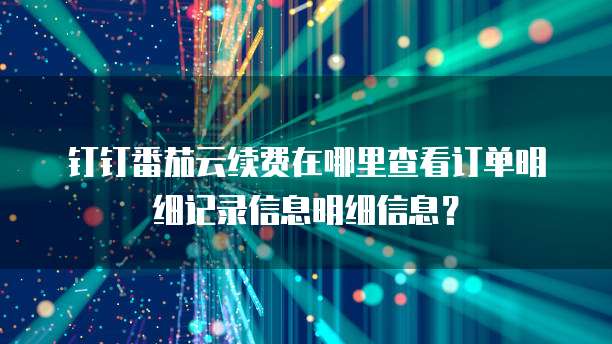 钉钉番茄云续费在哪里查看订单明细记录信息明细信息?
