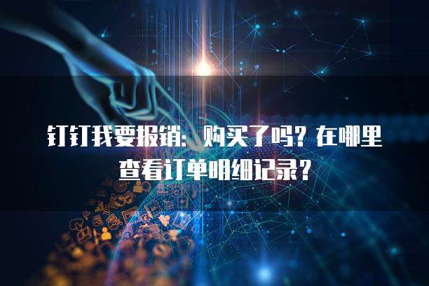 钉钉我要报销:购买了吗?在哪里查看订单明细记录?