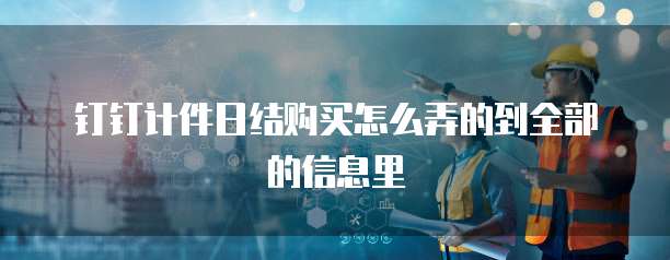 钉钉计件日结购买怎么弄的到全部的信息里