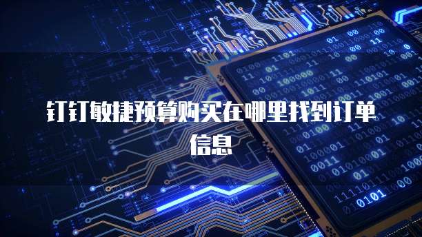 钉钉敏捷预算购买在哪里找到订单信息