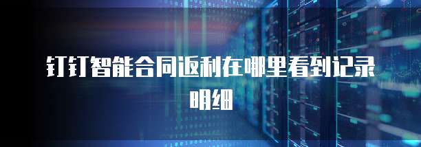 钉钉智能合同返利在哪里看到记录明细