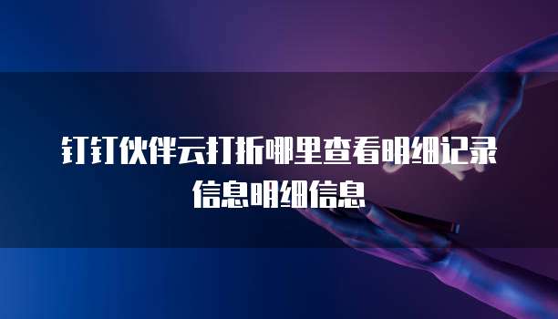 钉钉伙伴云打折哪里查看明细记录信息明细信息