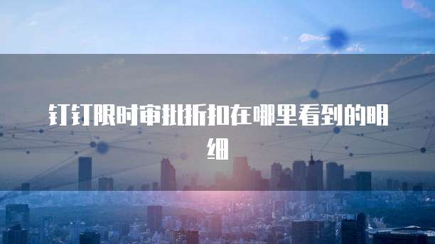 钉钉限时审批折扣在哪里看到的明细