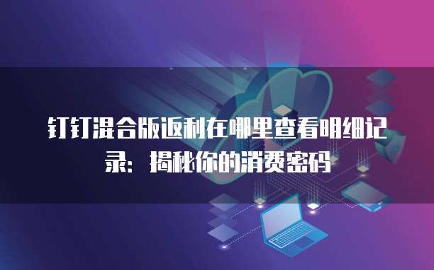 钉钉混合版返利在哪里查看明细记录:揭秘你的消费密码