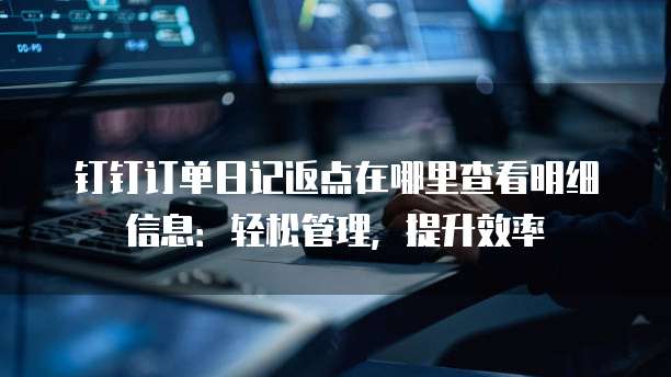 钉钉订单日记返点在哪里查看明细信息:轻松管理,提升效率