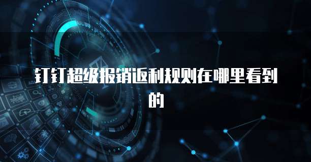 钉钉超级报销返利规则在哪里看到的