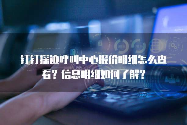 钉钉探迹呼叫中心报价明细怎么查看?信息明细如何了解?