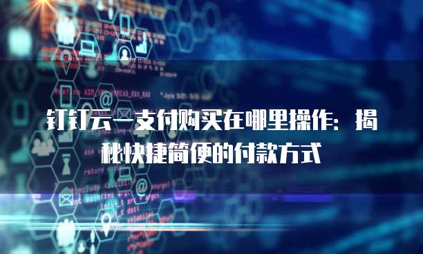 钉钉云一支付购买在哪里操作：揭秘快捷简便的付款方式