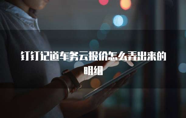 钉钉记道车务云报价怎么弄出来的明细