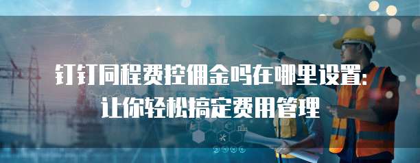 钉钉同程费控佣金吗在哪里设置:让你轻松搞定费用管理