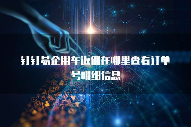 钉钉易企用车返佣在哪里查看订单号明细信息