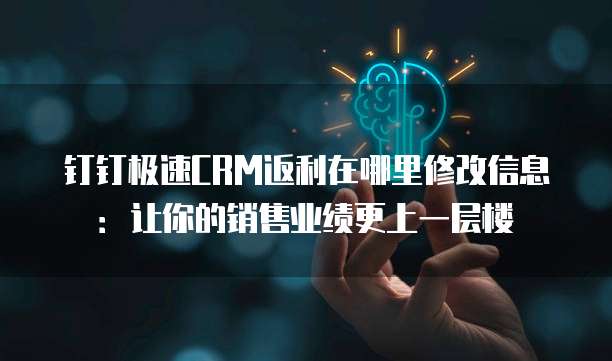 钉钉极速CRM返利在哪里修改信息:让你的销售业绩更上一层楼