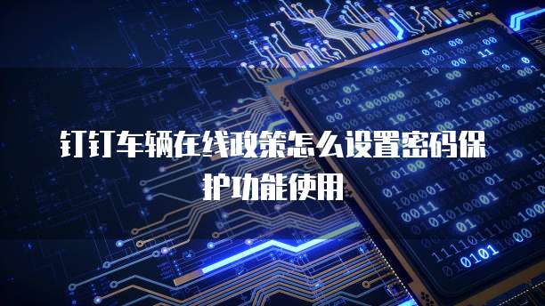 钉钉车辆在线政策怎么设置密码保护功能使用
