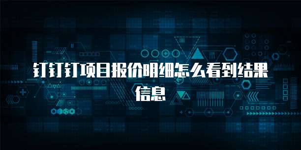钉钉钉项目报价明细怎么看到结果信息