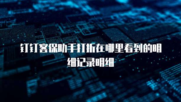 钉钉客保助手打折在哪里看到的明细记录明细