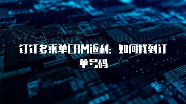 钉钉多乘单CRM返利:如何找到订单号码