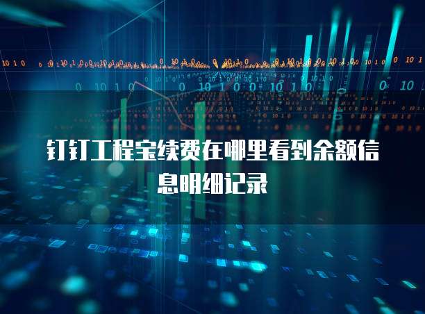 钉钉工程宝续费在哪里看到余额信息明细记录