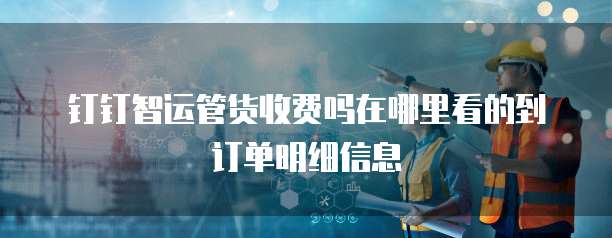 钉钉智运管货收费吗在哪里看的到订单明细信息