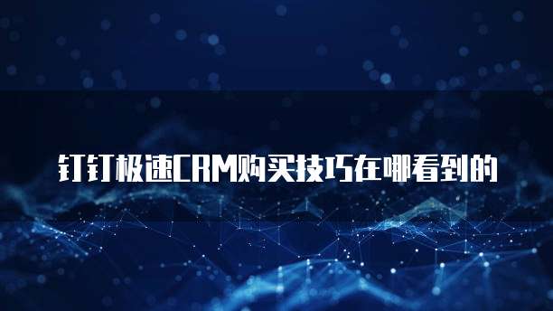 钉钉极速CRM购买技巧在哪看到的
