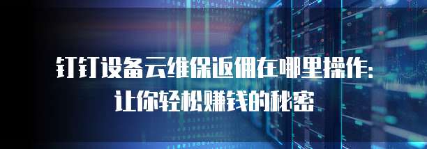 钉钉设备云维保返佣在哪里操作：让你轻松赚钱的秘密