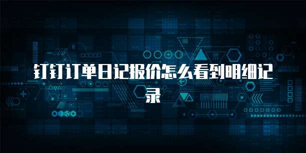 钉钉订单日记报价怎么看到明细记录