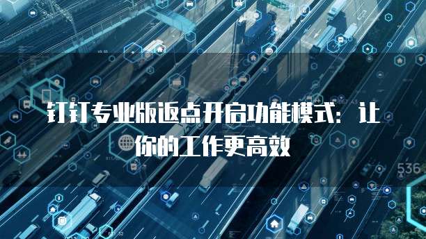 钉钉专业版返点开启功能模式：让你的工作更高效