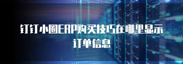 钉钉小圈ERP购买技巧在哪里显示订单信息