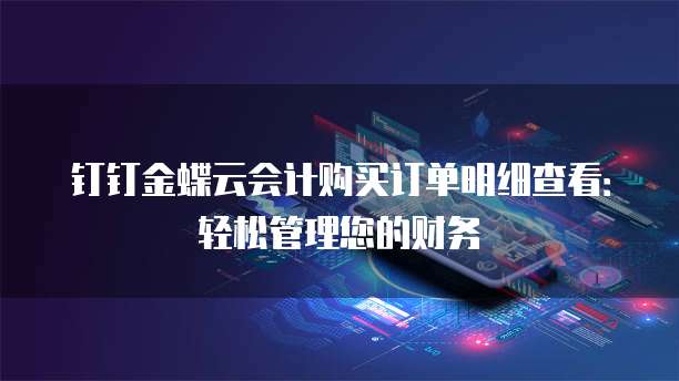 钉钉金蝶云会计购买订单明细查看:轻松管理您的财务