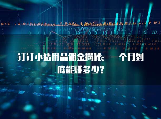 钉钉小猪用品佣金揭秘:一个月到底能赚多少?
