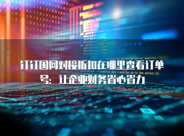 钉钉国网对接折扣在哪里查看订单号:让企业财务省心省力