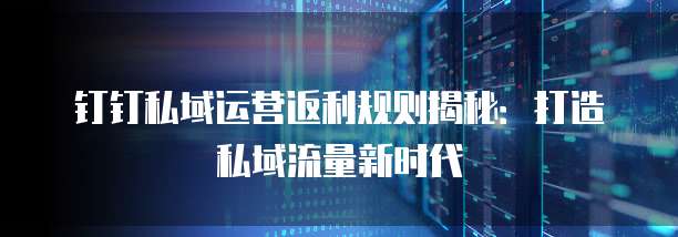 钉钉私域运营返利规则揭秘:打造私域流量新时代