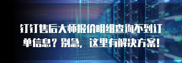 钉钉售后大师报价明细查询不到订单信息?别急,这里有解决方案!