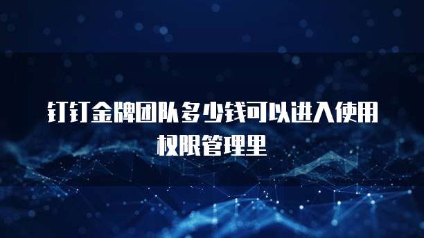 钉钉金牌团队多少钱可以进入使用权限管理里