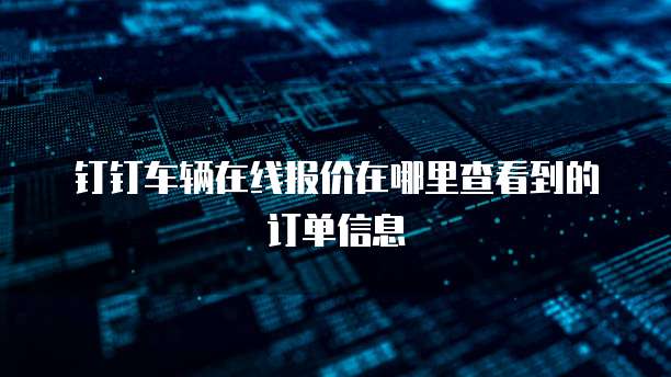 钉钉车辆在线报价在哪里查看到的订单信息
